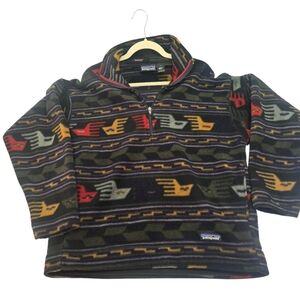 RARE Patagonia Fleece Sweater Men's Small Aztec Southwestern Pattern 1/4 Zip